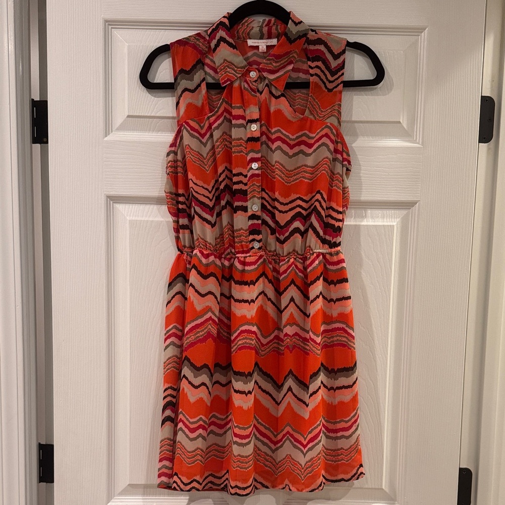 Margo & Sebastian M Colorful Sleeveless Chevron Dress